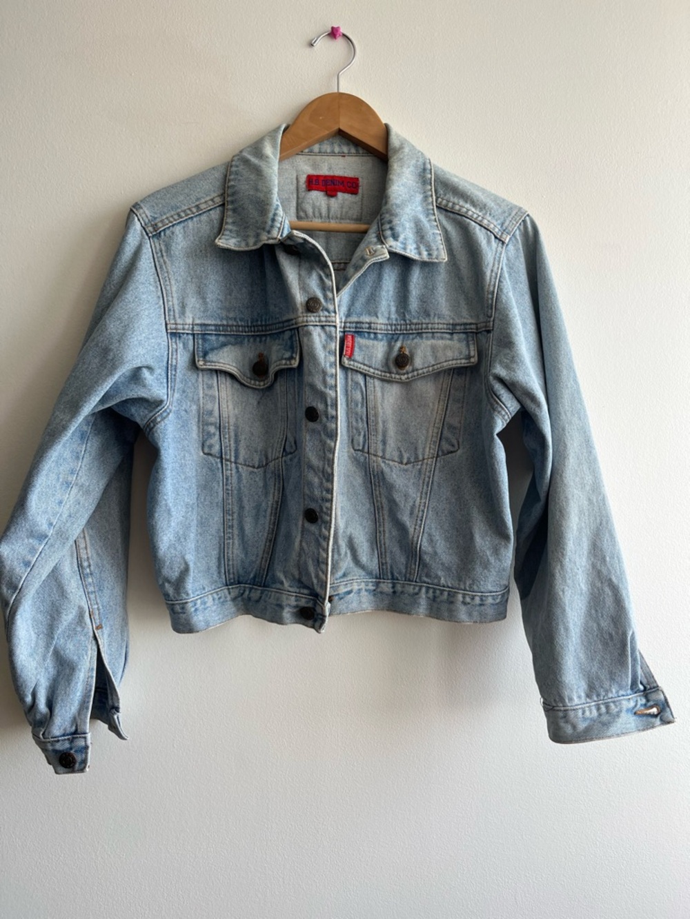 Vintage Embroidered Patch Upcycled Denim Jacket Size Small Oversized - Picture 2 of 8